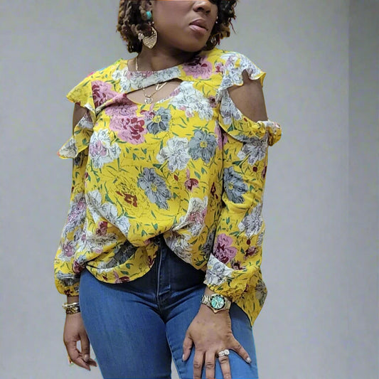 Raquel  floral cold shoulder blouse