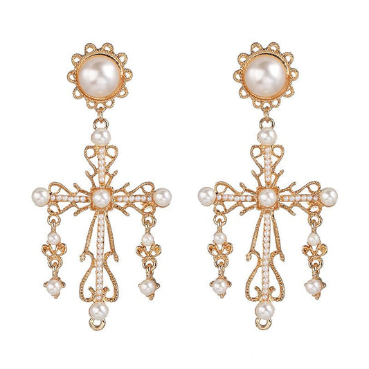 Cathedral Gold Plated & Pearl Earrings